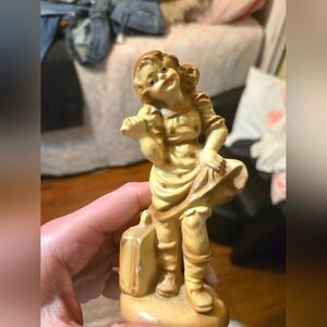 Charming Tan Figurine from the fifties. Hitchhiker girl